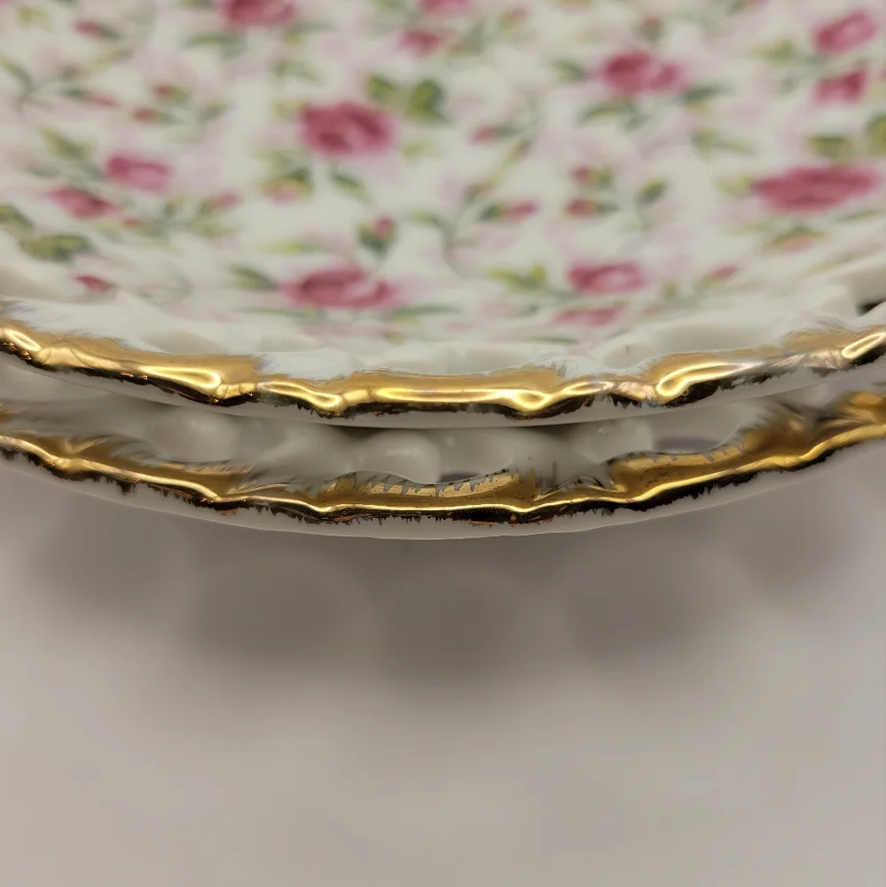 Vintage Lefton hand painted pink rose chintz #650 A. 2 available. - Picture 12 of 13
